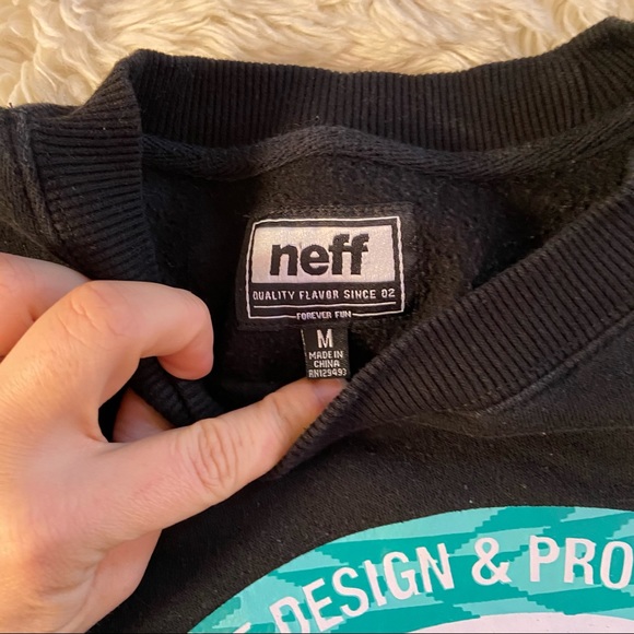 Neff sweatshirt black crew neck medium oversized - Picture 2 of 2